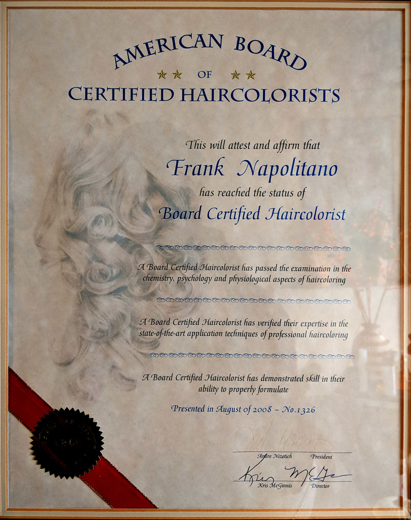 American Board Certified Haircolorist recognition